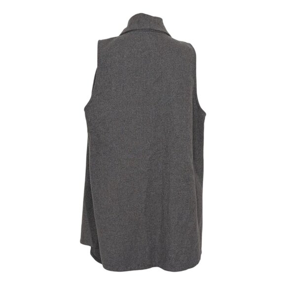 Luii Cardigan Womens Size Large Gray Wool Blend Collared Sleeveless Sweater - Picture 7 of 10